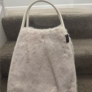 Elegant Cream Faux Fur Tote Bag